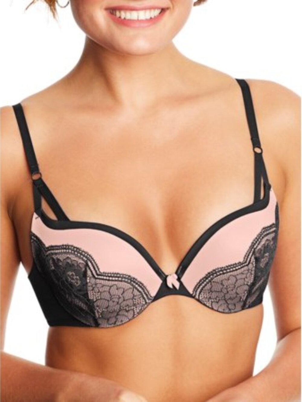 #2267 Maidenform Love the Lift Push up Bra DM9900 - Black with Gentle Peach